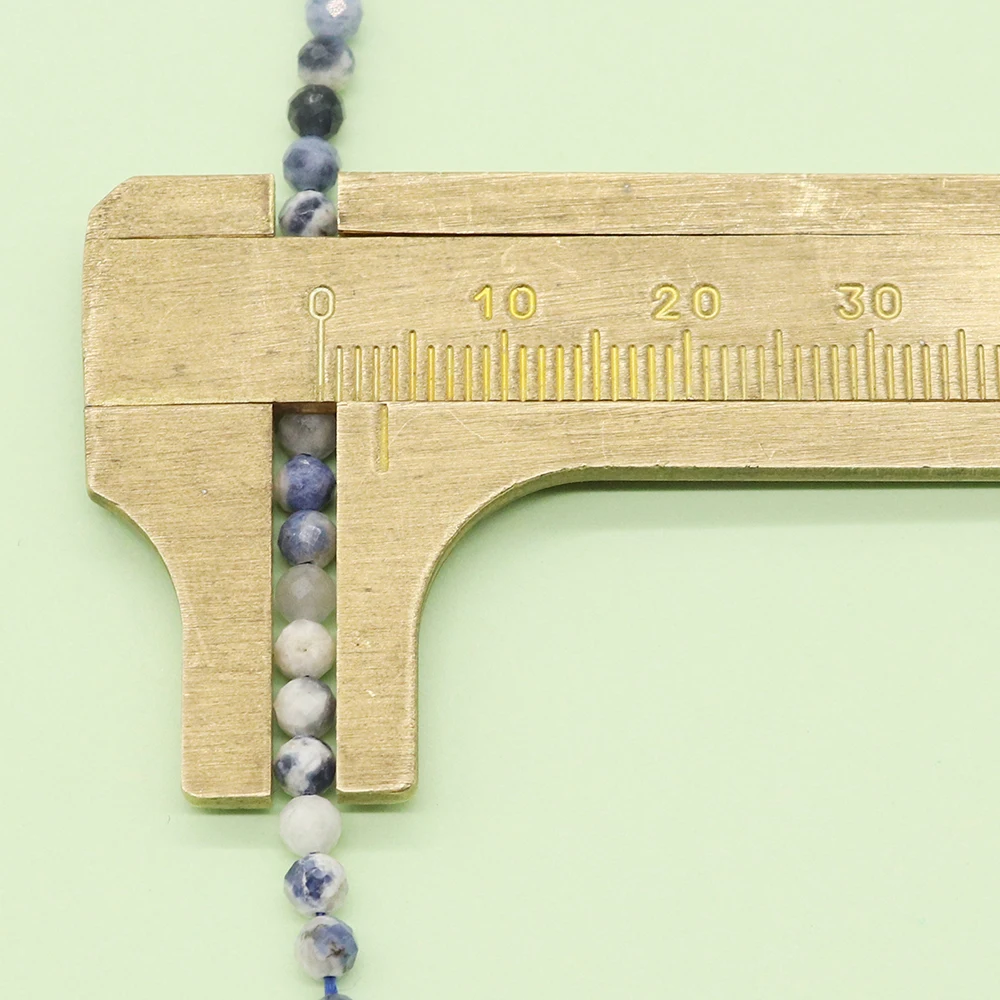 

Faceted Natural Sodalite Beads 3-4mm Round Semi-Precious Stone Straight Hole Necklace Bracelet Handmade Accessory 1 Strand/pack