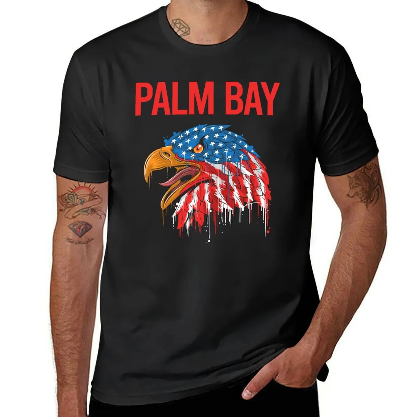 

USA Eagle Palm Bay T-Shirt funnys quick-drying anime mens t shirt