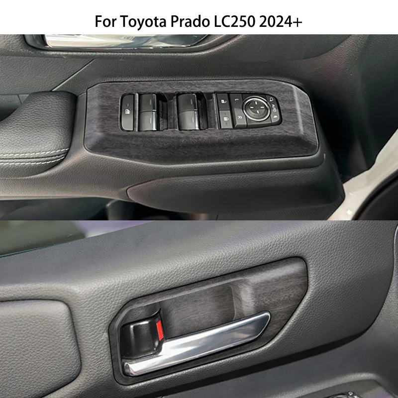 

For Toyota Prado LC250 2024+ Window Switch Protector Cover Wood Grain Cup Holder Sticker Decoration Accessories