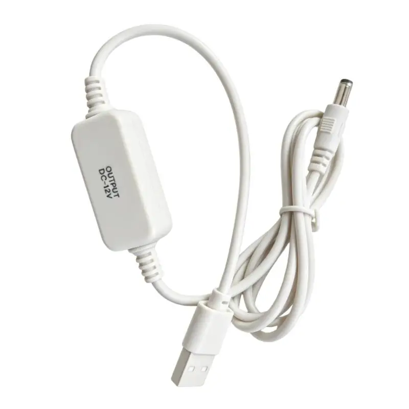 652F Temporary Routers Backup Power Cable, USB 5V to DC12V Stepping-Up Power Conversion Wire PVC Cord and DC5521 Barrels Plug