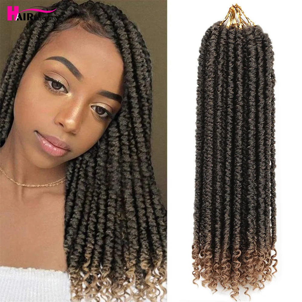 จัมโบ้ Twist ผม16นิ้ว Pre Twisted Passion Twist Crochet Hair Pre-Looped เกลียวถักไหมพรมโครเชท์ Bohemian Water Wave Braiding สังเคราะห์