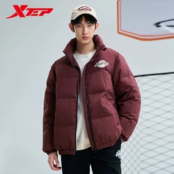 Xtep Down Jacket Male 2024 Winter Keep Warm Stand Collar Loose Soft Coat Training With Pockets Everyday Casual Tops 876429190068