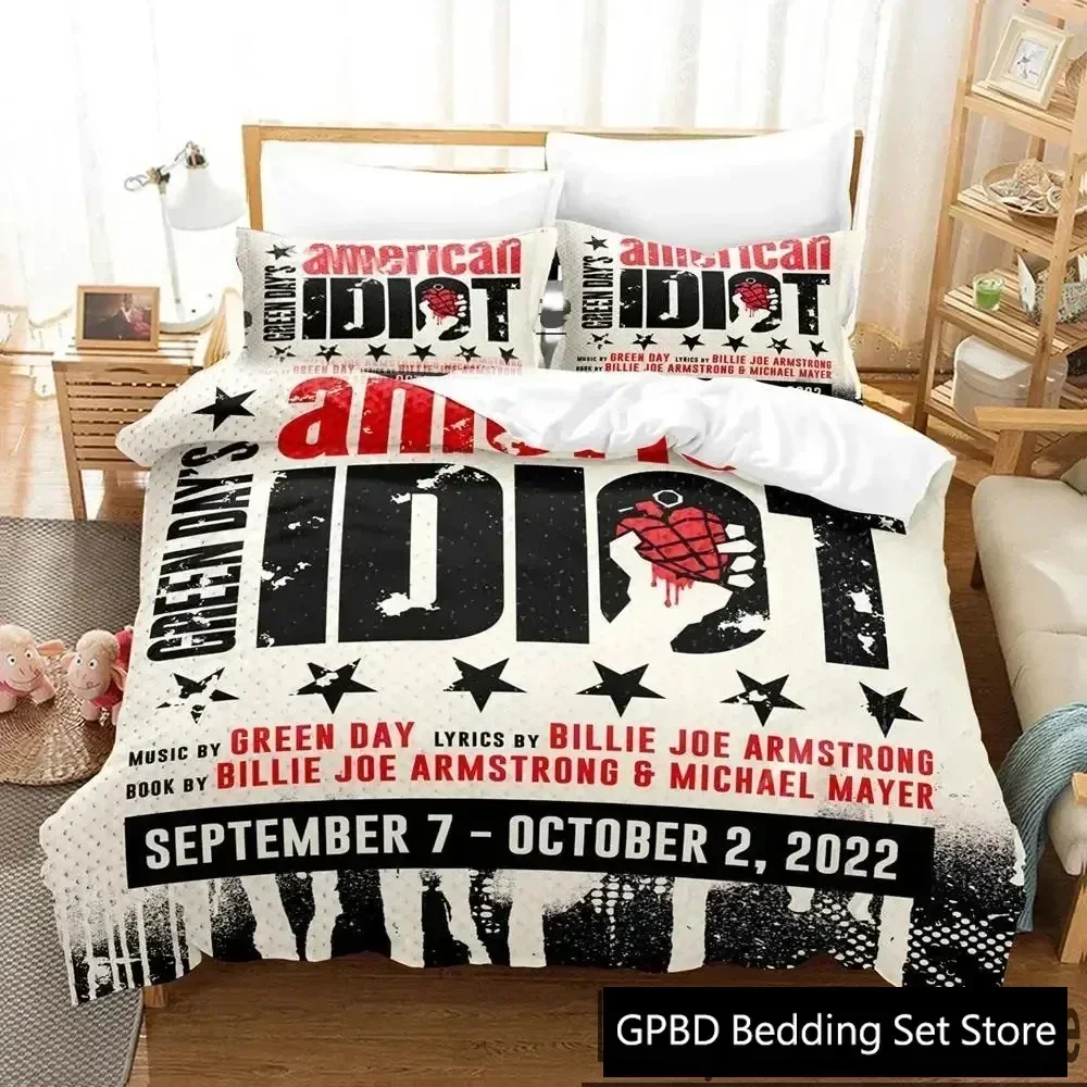 Luxury New 3D Print American Idiot Green Day Bedding Set Duvet Cover Bed Set Quilt Cover Pillowcase king Queen Size Boys Adult