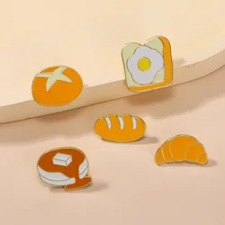Cute Cartoon Bread Series Enamel Brooch Creative Food Croissant Cake Lapel Pin Badge Backpack Clothing Hat Accessories