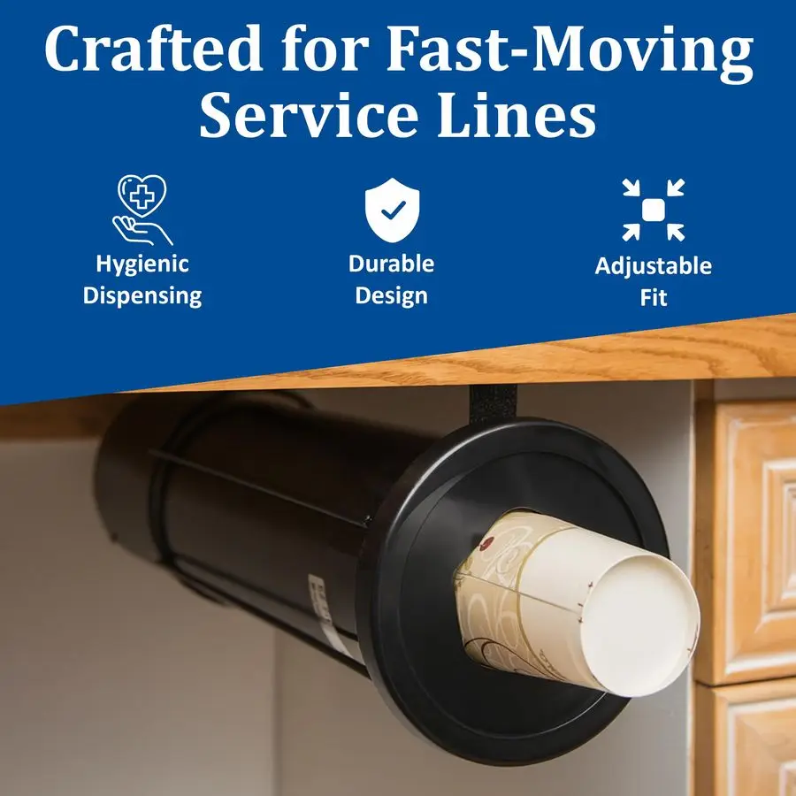 Jamar OneSizeFitsAll EzFit InCounter Диспенсер для чашек подходит для чашек емкостью 846 унции со сменными прокладками для ресторанов, столовых приборов,