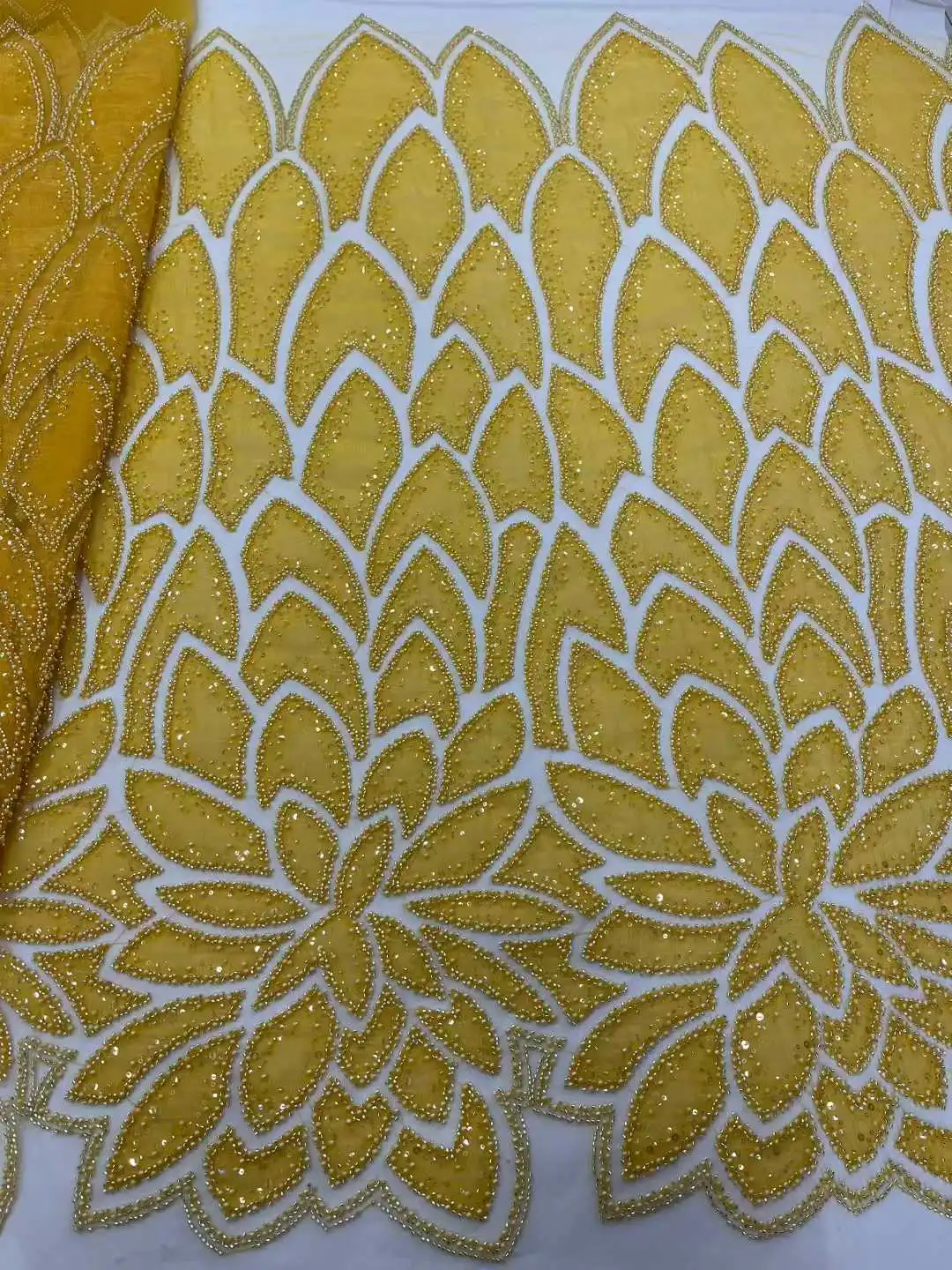 

2026Latest Austria Best Quality Soft Elegant Bead tube Lace with Stones Fabric for Wedding Evening Dresses NN6251_R