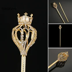 50cm Scepter Queen Hollowed Out Gold Color Metal Crown Magic Fairy Stick Halloween Princess Cosplay Props Jewelry Accessories