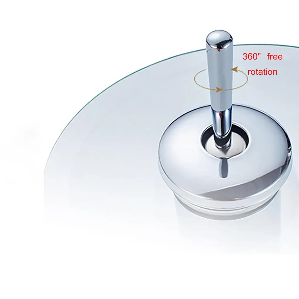 Mixer Tap Polished Glass Elegant Round Single-Hole Inlet Pipe Faucet Deck-Mounted Bathroom Supply Sink Kitchen Household