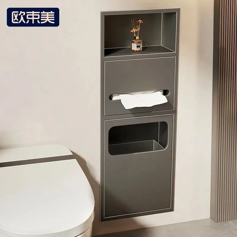 ステンレス鋼のトイレトイレニッチ埋め込み式バスルームラック仕上げ済みテレビキャビネット金属バッフルキャビネット棚
