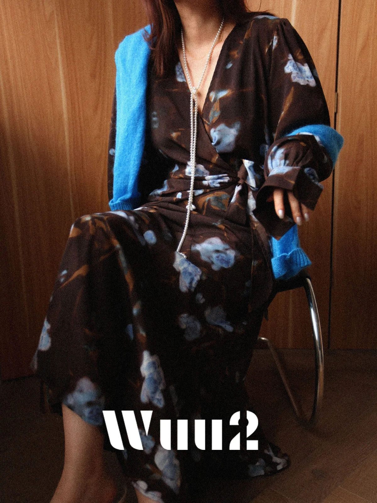 

Wuu2 Vintage Floral Print Wrap Dr Long Sve Women's Design Sensation Tea Break Autumn Season Casual High Waist Gown