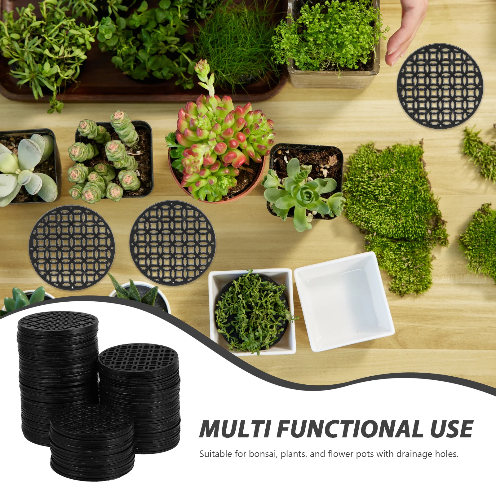 100 قطعة اناء للزهور المستديرة منصات شبكية شاشات الصرف الوقاية من فقدان التربة وعاء النبات الصرف اكسسوارات البستنة الشاشة