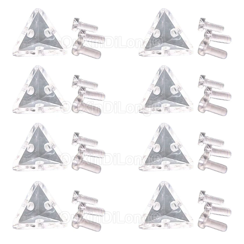 

200PCS 20x20x3mm Decorative Corner Brackets Clear 3-Hole Right Angle Joint Brace Stand Acrylic Support Brackets w Screws FG1288