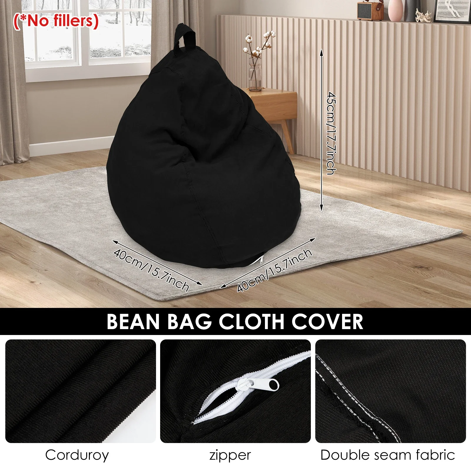 Large Bean Bag Lazy Seat Chair Sofa Cover Couch Soft Fluffy Breathable Adult Child Tatami Living Room Decorative No Padding image 6