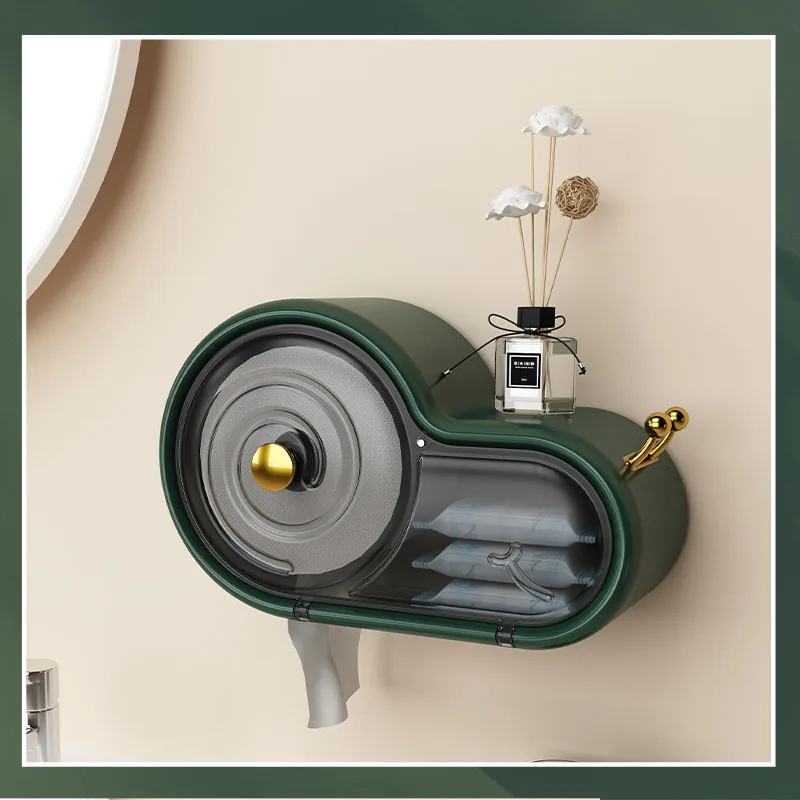 

Snail-Shaped Tissue Box Bathroom Wall-Mounted Punch-Free Multi-Function Shelf Waterproof Paper Rack Face Towel Storage Box
