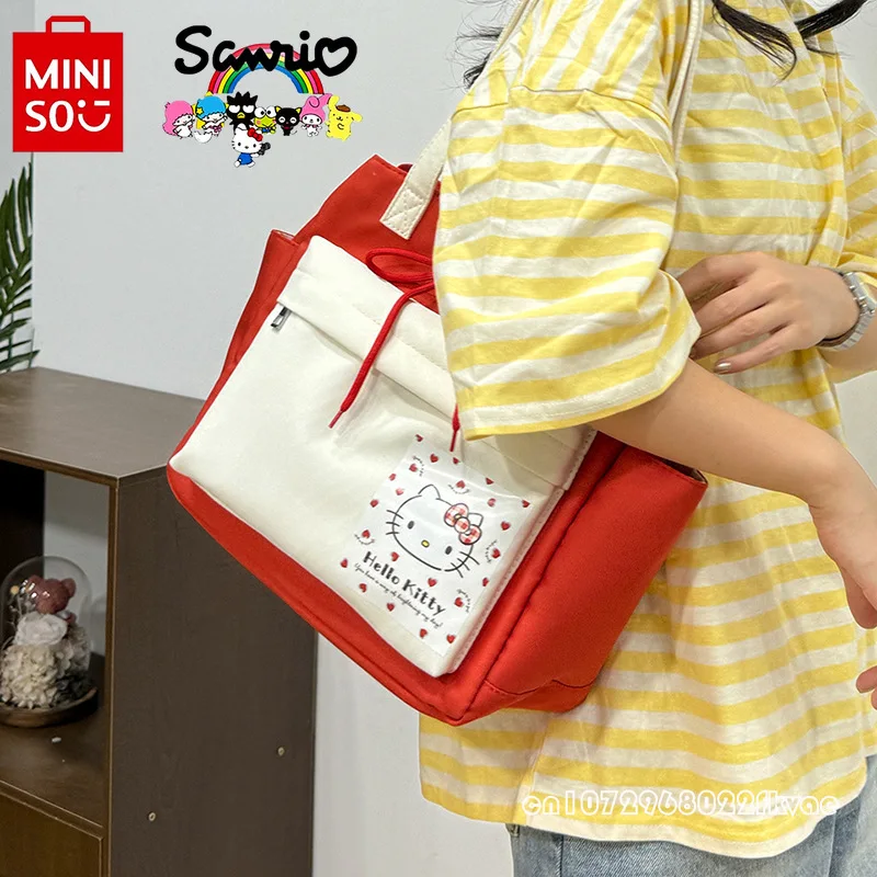 Sanlio New Women's Handheld Drawstring Bag Fashionable High Quality Girl Shoulder Bag Cartoon Large Capacity Student Storage Bag