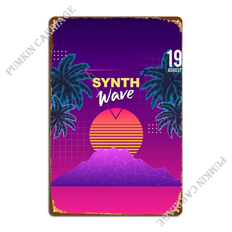 Synth Wave Metal Plaque Poster Party Wall Decor Garage Iron Living Room Tin Sign Poster