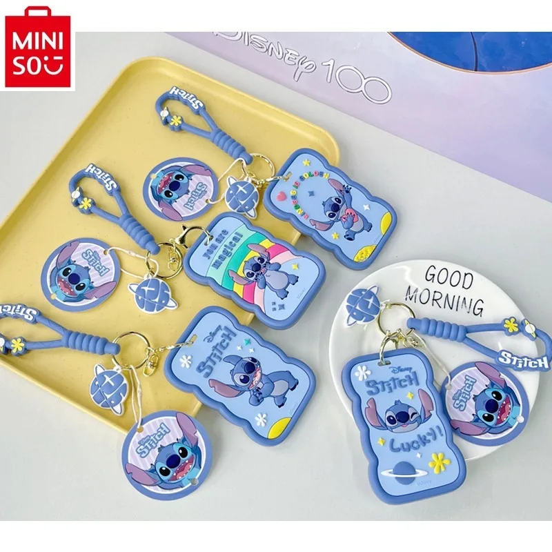 MINISO Disney Cute Cartoon Stitch Silicone Card Set Student Meal Card Campus Access Waterproof Bus Subway ID Set