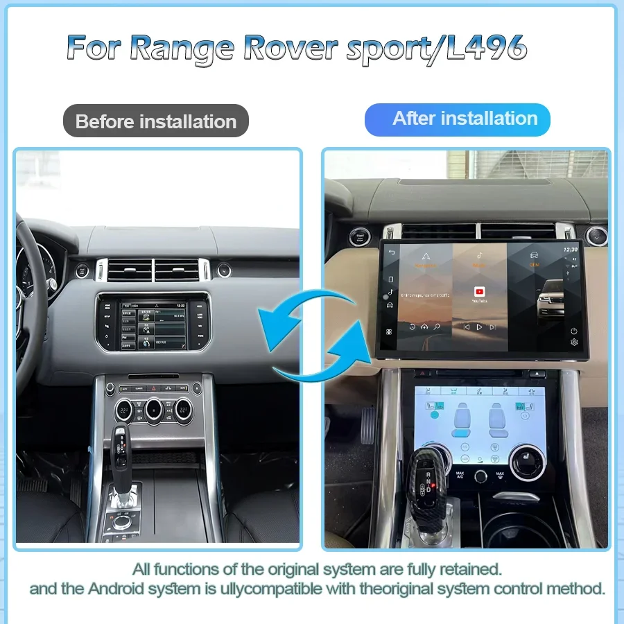 Android14 13.3 inch  For 2014-2017Land Rover Sport L494 Car Multimedia Radio  GPS wireless Carplay Bosch Harman system AC Panel
