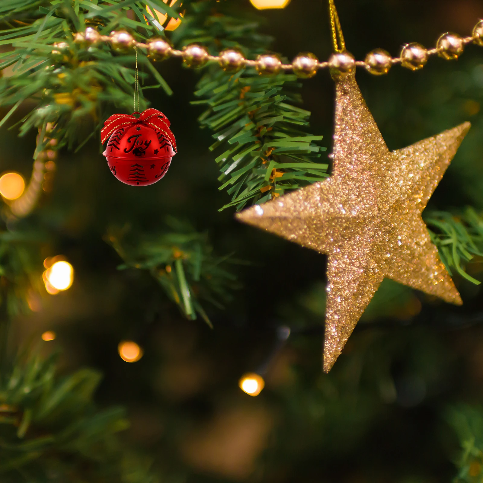 

12pcs Christmas Bell Pendant Hanging Ornament For Xmas Tree Decor Home Holiday Party Photography Backdrop Decoration