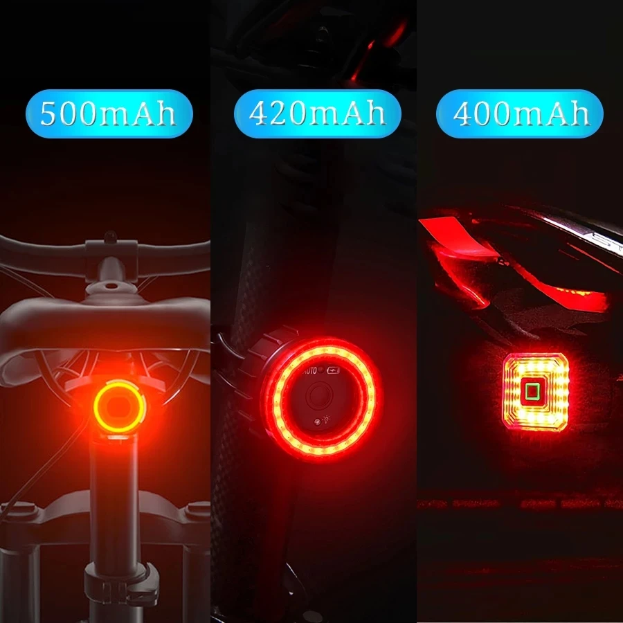 TOPRIDER Smart Bicycle Rear Light Auto Start/Stop Brake Sensing IPx6 Waterproof USB Charge cycling Tail Taillight Bike LED Light