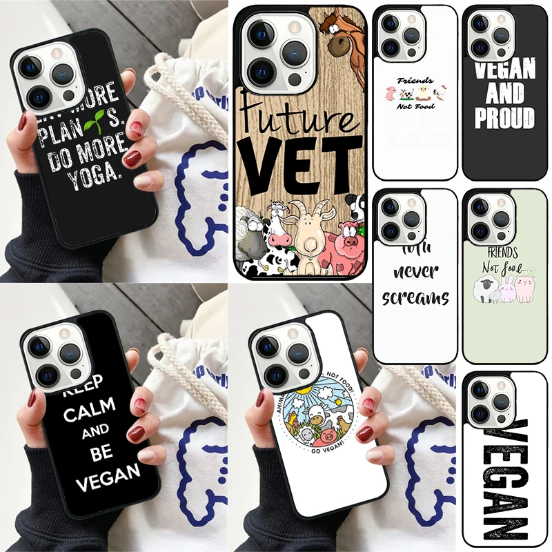 Friends not Food Vegan Quote Cover For iPhone 16 13 14 15 Pro Max 12 Mini 11 15 Pro Max 6 7 8 Plus Max SE 2020 Phone Case