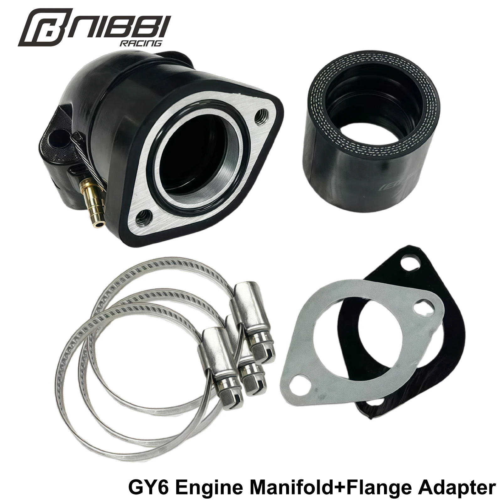

NIBBI Motorcycle GY6 Intake Manifold Flange Carburetor Adapter Fit PE17/19mm Flange Carburetor 50cc-125cc GY6 Engine Scooter