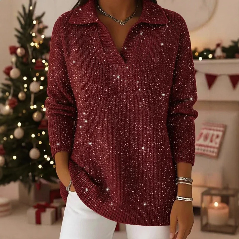 Women's Sparkly Sweater Tops Blouse Shirt for Spring Summer