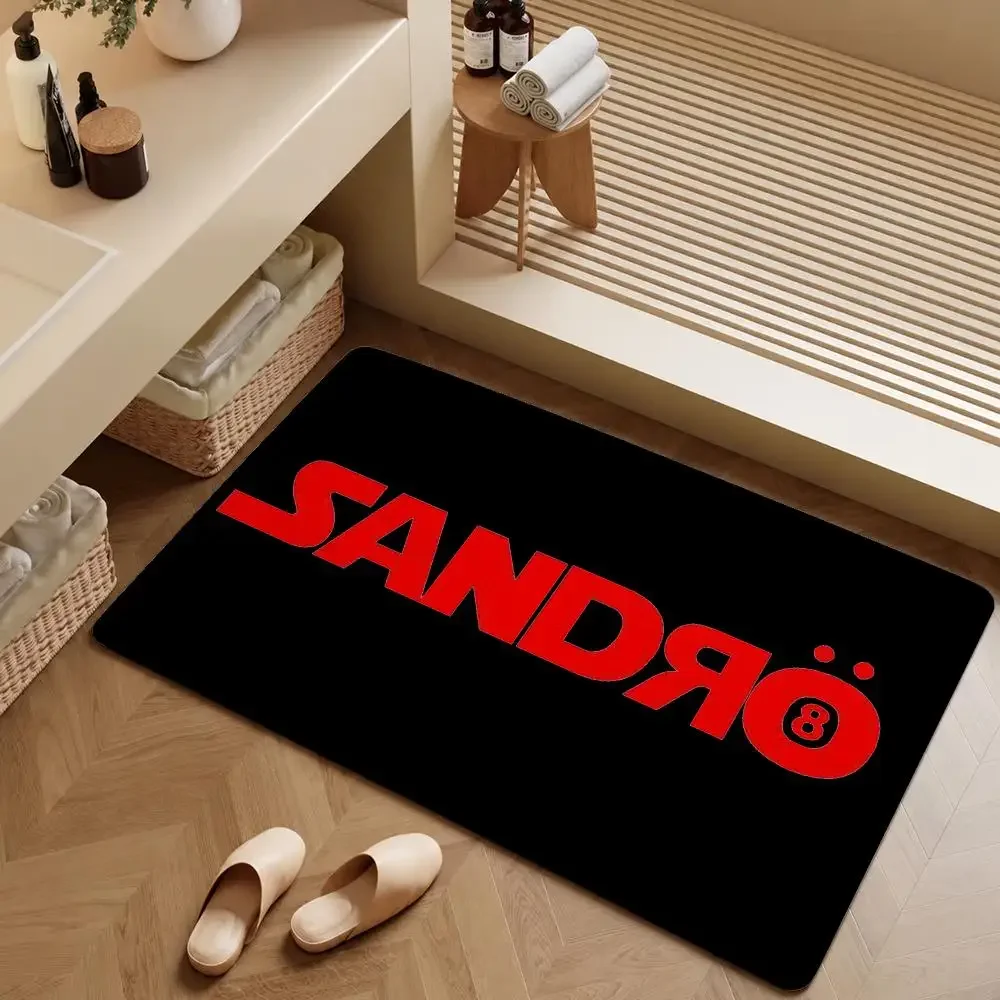 Brand Sandro Paris Double S Monogram Floor Mat Soft Flannel Entrance Doormat Non-Slip Washable Rug For Bedroom Home Decor