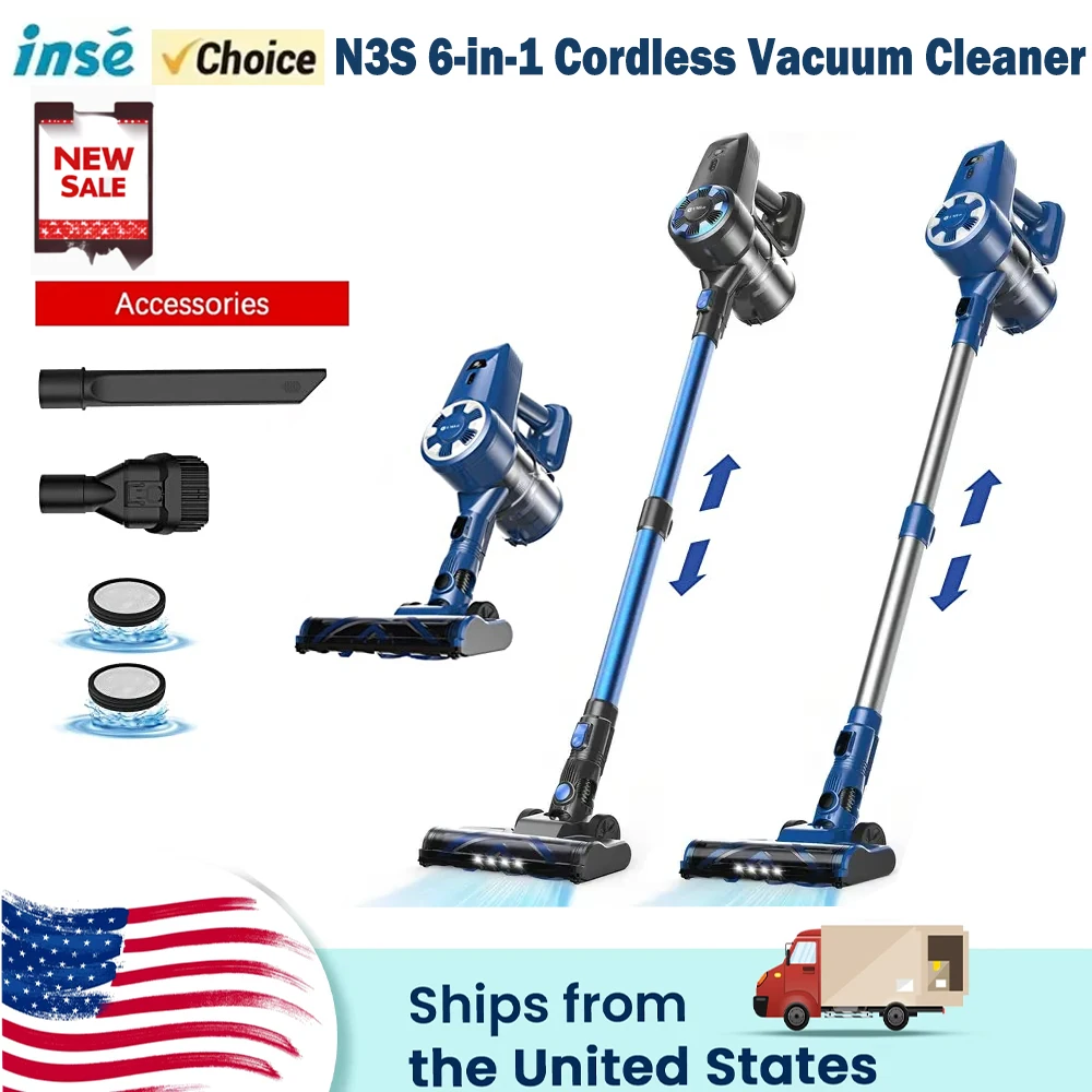 UMLo N3S Penyedot Debu Tanpa Kabel Ultra-Ringan Waktu Kerja 40 Menit 6-in-1 Stick Vacuum dengan Baterai 2200mAh untuk Lantai Kayu Keras Mobil