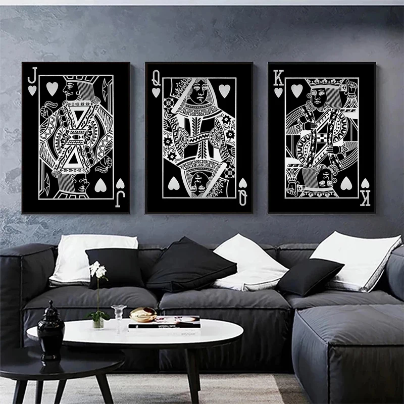 Ace of Spade Card Poker Poster Jack Queen and King Playing Cards Art Canvas Painting Print Picture for Bar Pub Casino Home Decor