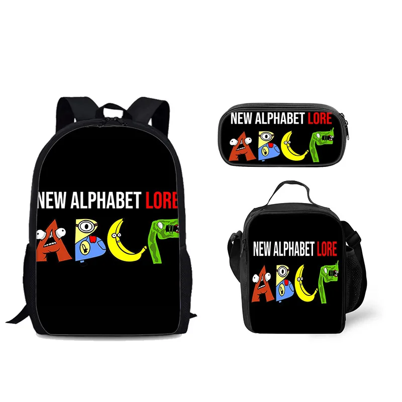 3D Printed Alphabet Lore Primary Middle School Students Boys Girls Anime Cartoon Schoolbag Laptop Backpack Lunch Bag Pen Case