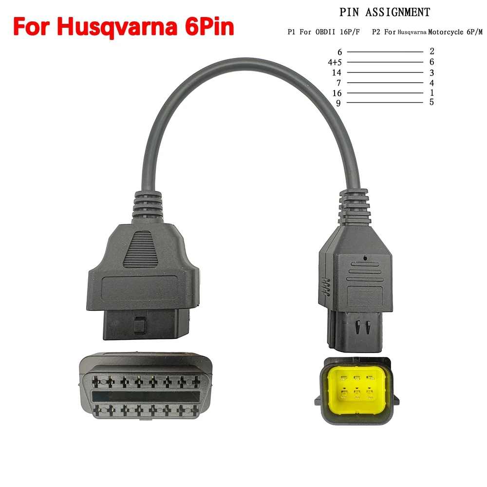 For Husqvarna 6Pin OBD Motorcycle Diagnostic Cable For Husqvarna 6Pin To OBD2 16 Pin Cable Connector Cable OBD Cable Adapter