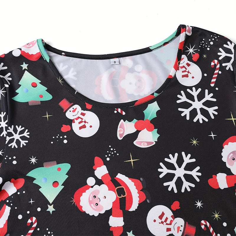 Women's dress new Christmas random print design spring summer autumn long sleeve casual round neck y2k women's standard dress