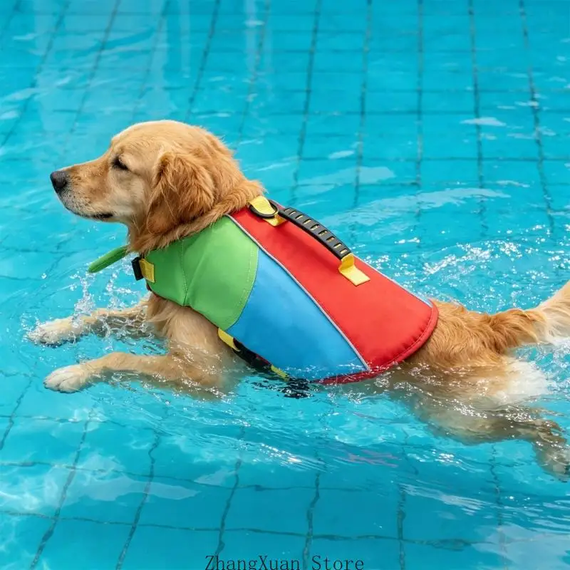Hunde-Schwimmwesten mit Kragenunterstützung, verstellbare Jacken für überwachtes Schwimmen 3XUF – Detail 4