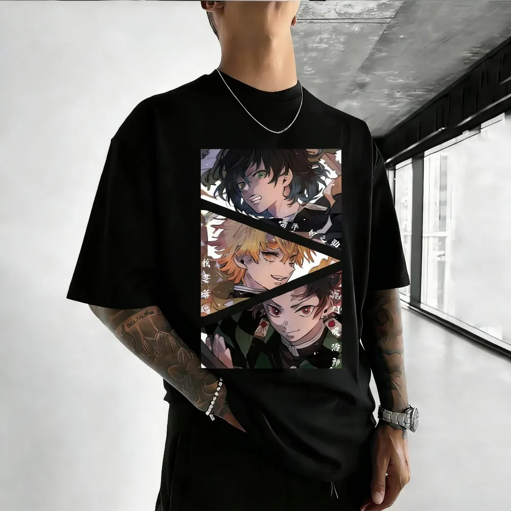 

Unisex Pure Cotton T-shirt Demon Slayer Agatsuma Zenitsu 2026 Summer Harajuku Anime Printed Loose Family Short Sleeved Top