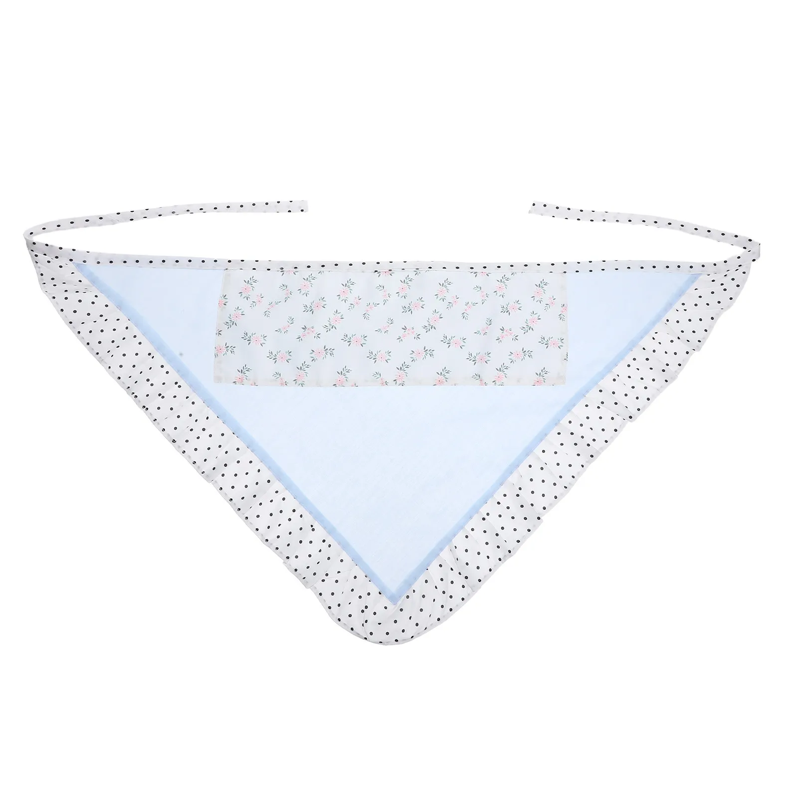 Light Blue Small Floral Headscarf Triangle Scarf Unique Polka Dot Pattern Versatile Styling Headband Flower Wreath for Hair
