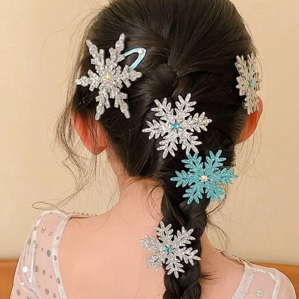 Blue White Snowflake Hair Clip Fashion Barrettes Party Gifts Snowflake Hairpins Christmas Hair Accessories Xmas Bow Hair Clip