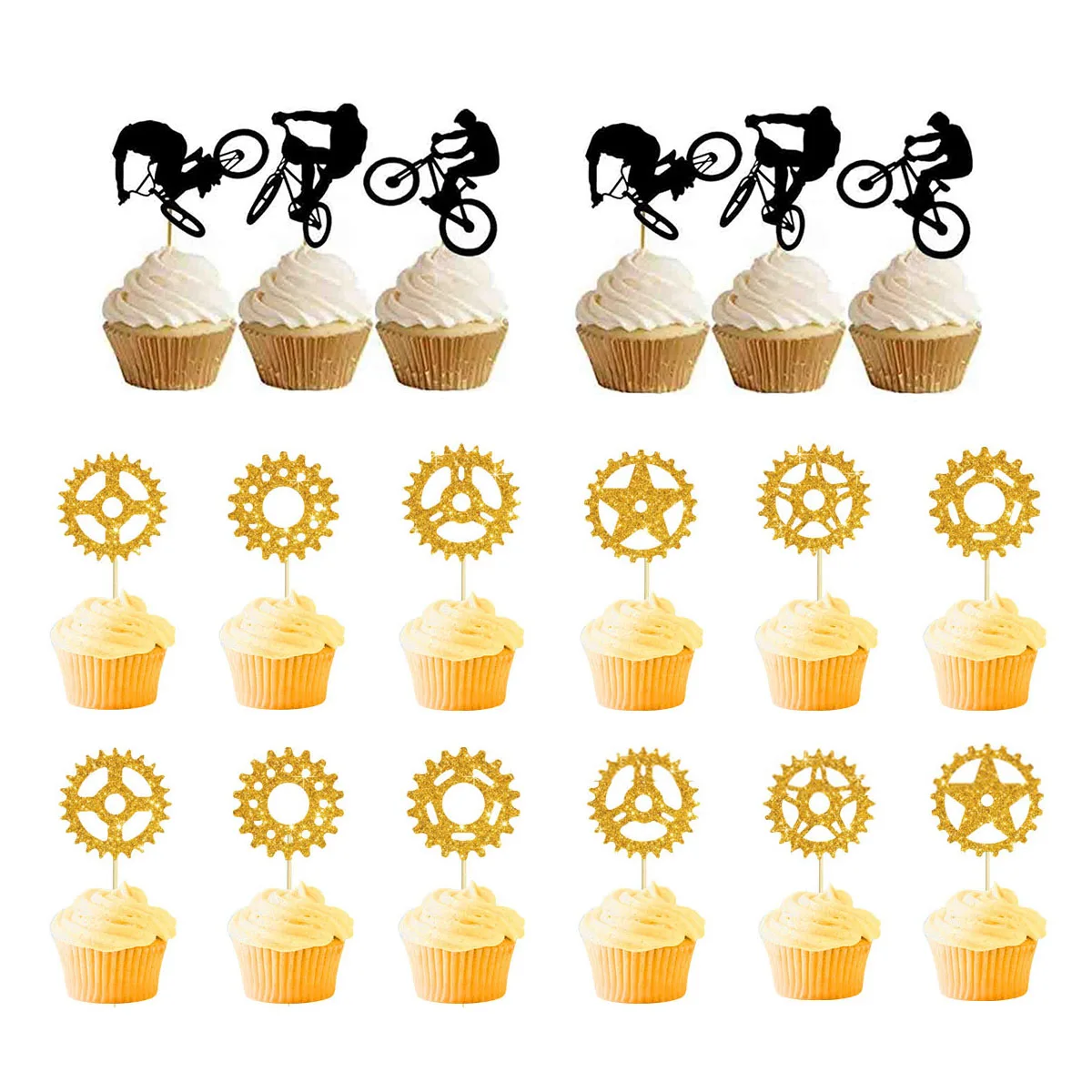 Bicycle Cake Topper Happy Birthday Cake Decor Cupcake Topper for Sports Theme Cake Topper Man\'s or Boy\'s Birthday Party Supplies