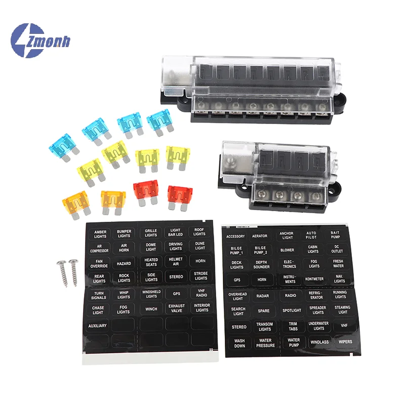 New！4/8 Way Car Fuse Accessory 12V 24V Car Truck Circuit Medium Insert Fuse Box Circuit Breaker Blade Fuses Circuit Standard