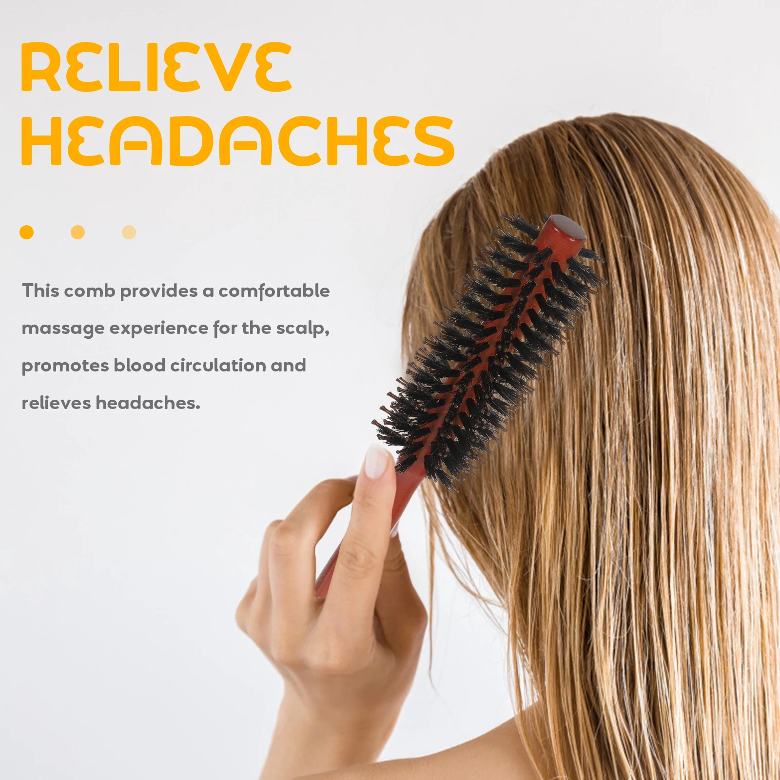

Pig Bristle Curling Comb Bristles Hair Brush Styling Round for Curly Detangler