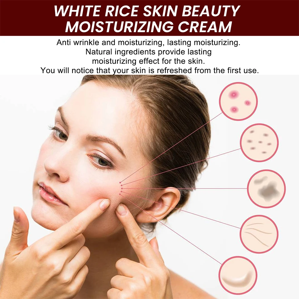 White Rice Facial Skin Moisturizer Cream Anti-wrinkle 30ml Nourishing Face Moisturizer Natural Firming Face Cream for Skin Care image 6