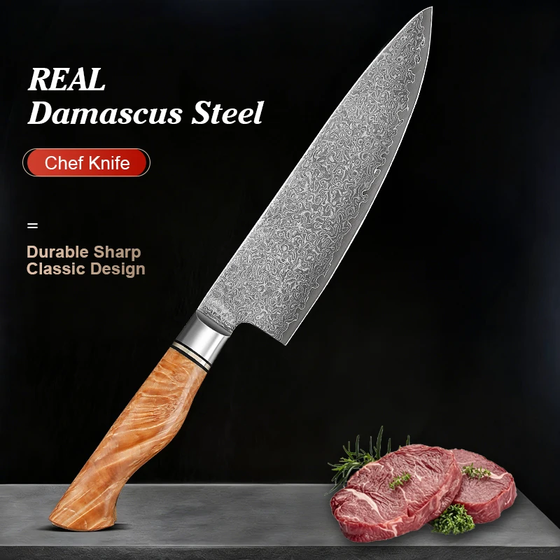 

8-дюймовый нож шеф-повара, 67-слойный дамасский стальной кухонный нож VG10, профессиональный тесак, кухонный острый нож