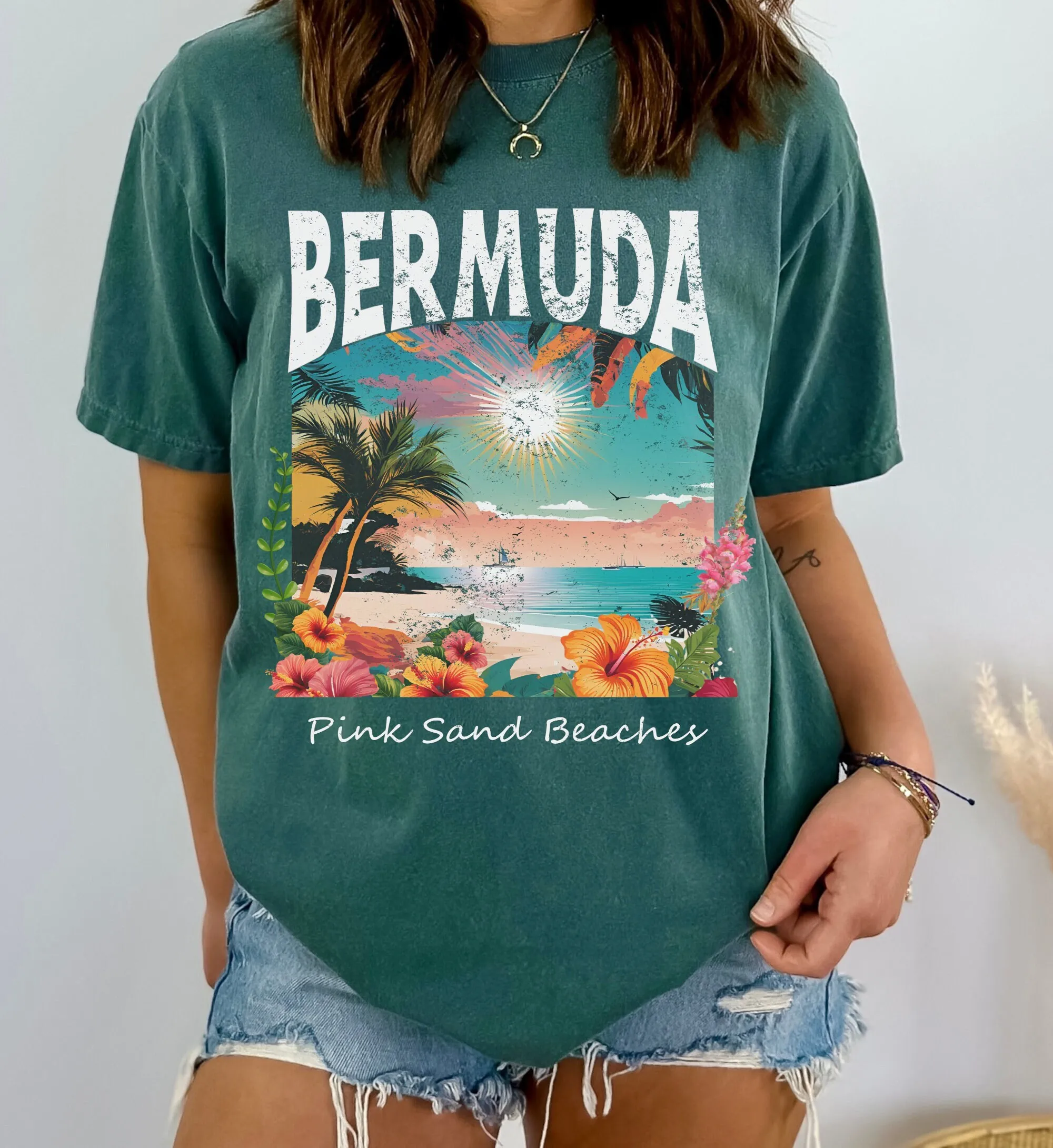 Bermuda T Shirt Floral Flowers