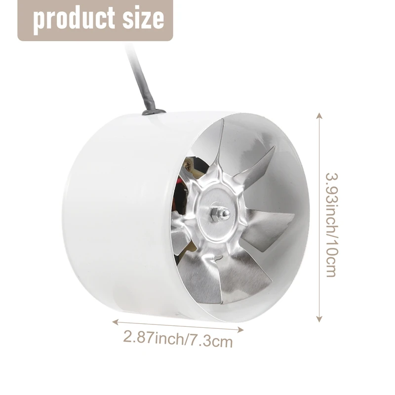 ABHU-ventilador de conducto en línea de 220V, ventilador de escape de refuerzo, Ventilación de refrigeración de aire, blanco