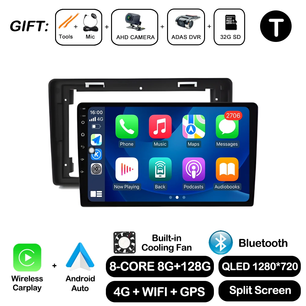 Android Auto Carplay Voor Citroen C2 C3 2001 2003-2010 Autoradio Multimedia Video Player WiFi GPS Navigatie DSP stereo - afbeelding 1