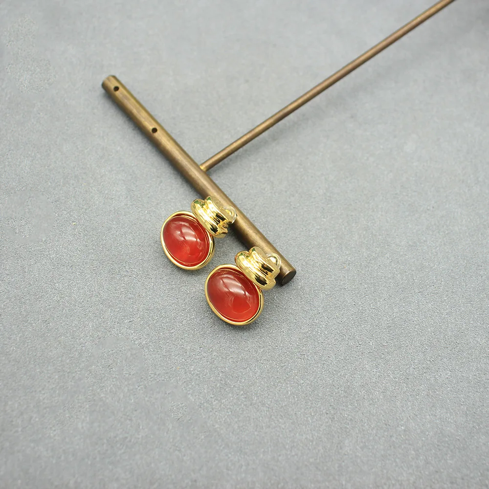Natural Red Agate Gourd Necklace and Earring Set - Adjustable Necklace with Exquisite Stud Earrings view 5