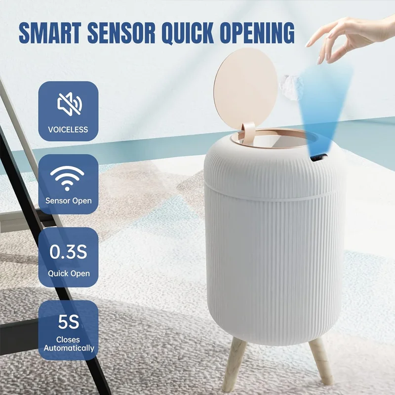 

Умный мусорный бак, интеллектуальная открывающаяся и закрывающаяся крышка, водонепроницаемый автоматический мусорный бак, подходящий для мусорных баков для кухни и ванной комнаты