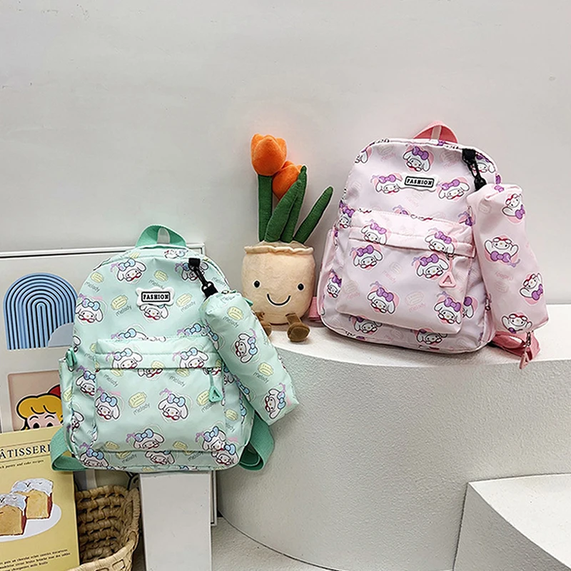 Sanrio Cute Melody Large Capacity Backpack Children Cartoon Schoolbag Fashion Printed Travel Bag School Supplies