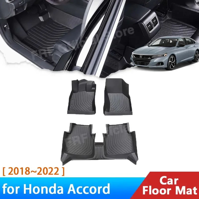 for Honda Accord 10th Gen 2018 2019 2020 2021 2022 X Accessories TPE Car Floor Mat Foot Panel Liner Carpet Pad Waterproof Mats