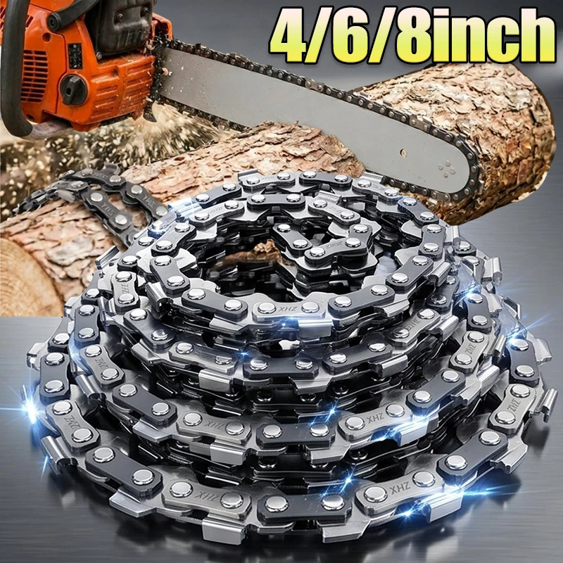 4/6/8 Inch Mini Chainsaw Chain Replacement Sharp Alloy Steel Saw Chains for Handheld Lithium Electric Saw Wood Cutting Pruning